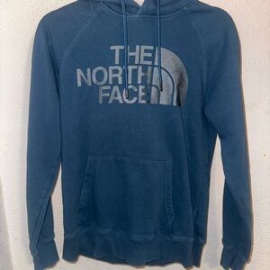 The North Face Blue Hoodie with Gray Logo